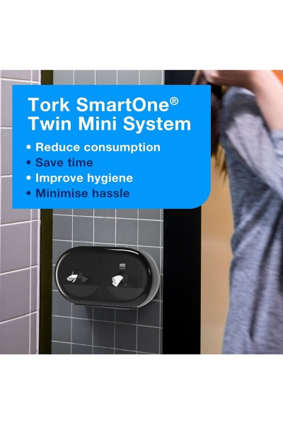 Dozator de hârtie igienică mini Tork SmartOne® Twin negru - 682008